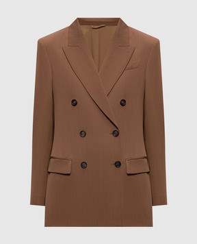 Brunello Cucinelli Brown double-breasted jacket with wool MG5487095P