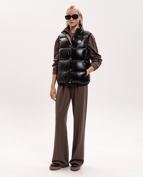 Moncler Badia black down vest with logo patch L20931A001415963V