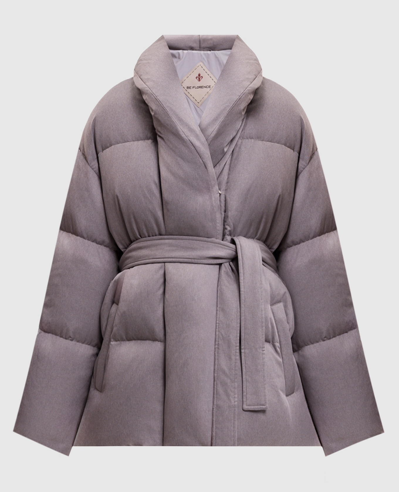 Beige down jacket with belt