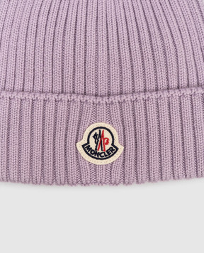 Moncler ENFANT Children's purple wool hat with logo L19543B00008M1131