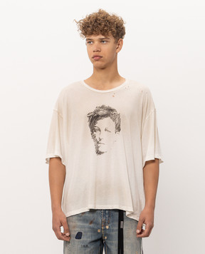 Ann Demeulemeester Lu Relax Fit T-shirt in ivory with a vintage effect B0014441FA794