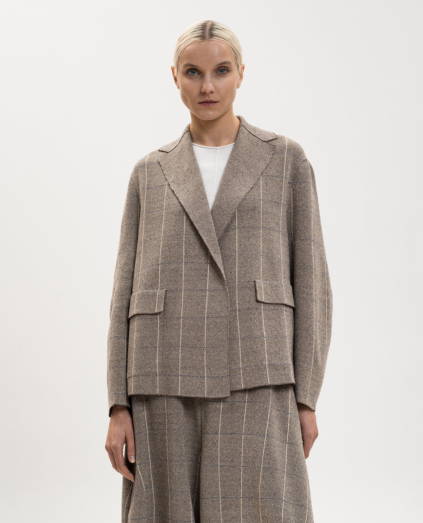 

Beige checked silk jacket BOBOUTIC