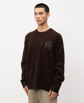AMIRI Brown wool sweater with logo AMTOKN1003
