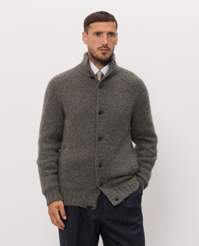 Brunello Cucinelli Gray cashmere and silk cardigan MET302106