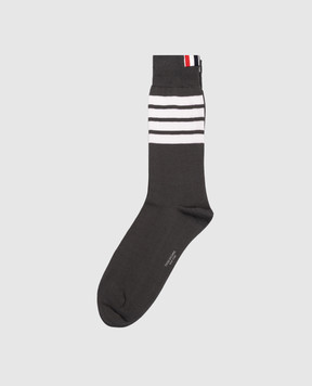 Thom Browne Gray socks with branded stripes MAS023B01690