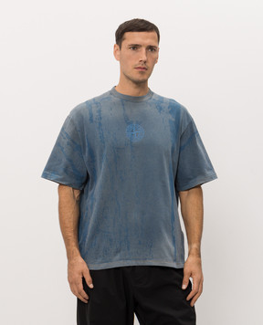 Stone Island Blue T-shirt with logo print L2S152100002S0440