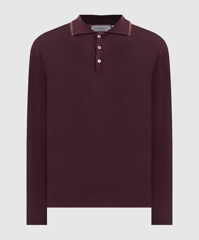 Burgundy wool polo shirt