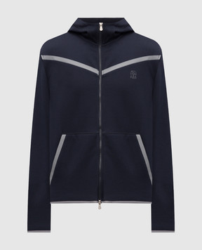 Brunello Cucinelli Blue sports jacket with logo print MM8433376G