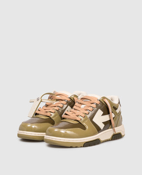Off-White Out Of Office Khaki Patent Leather Sneakers OWIA259F25LEA00A