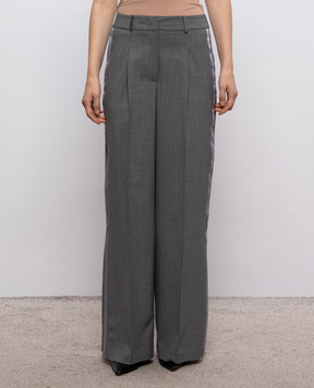 Peserico Grey wool pants with stripes A0463902008