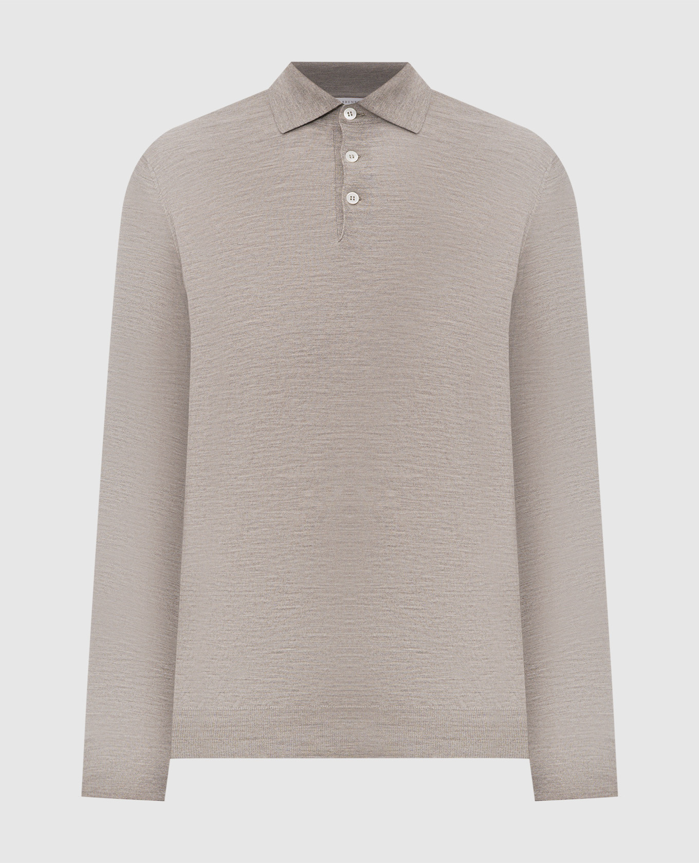 Grey melange wool and cashmere polo shirt