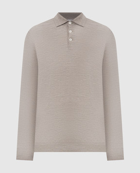 Brunello Cucinelli Grey melange wool and cashmere polo shirt M2400295