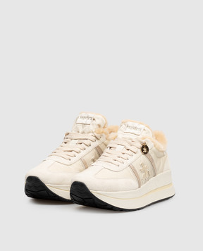 Premiata Bethcoin beige fur-trimmed sneakers BETHCOIN8145M