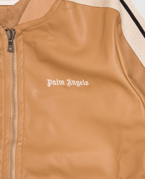 Palm Angels Children's brown sports jacket with logo embroidery F6PAJBJK163
