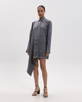 Off-White Gray shirt dress with emblem pattern 2FU00339T