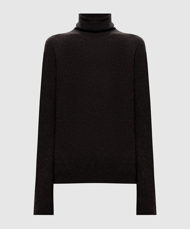 Dark brown wool, silk and cashmere turtleneck