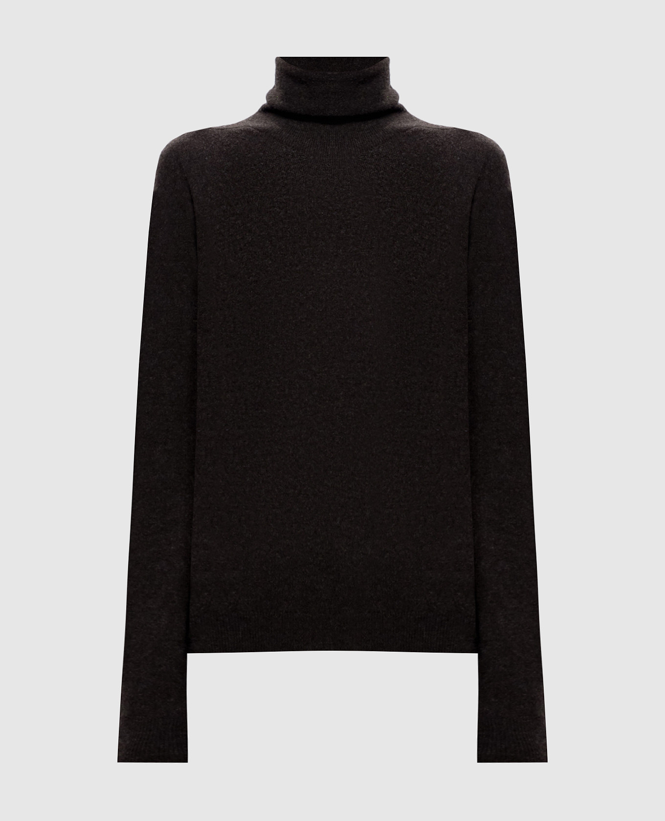 Dark brown wool, silk and cashmere turtleneck