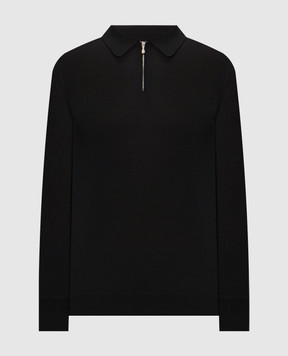 Castangia dal 1850 Black wool and silk polo shirt CS5304
