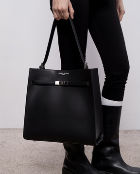 Gianni Notaro RUGA black leather bag with logo print 255RUGANIKEL