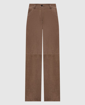 Brunello Cucinelli Brown suede pants with monil chain MPCLFP9187