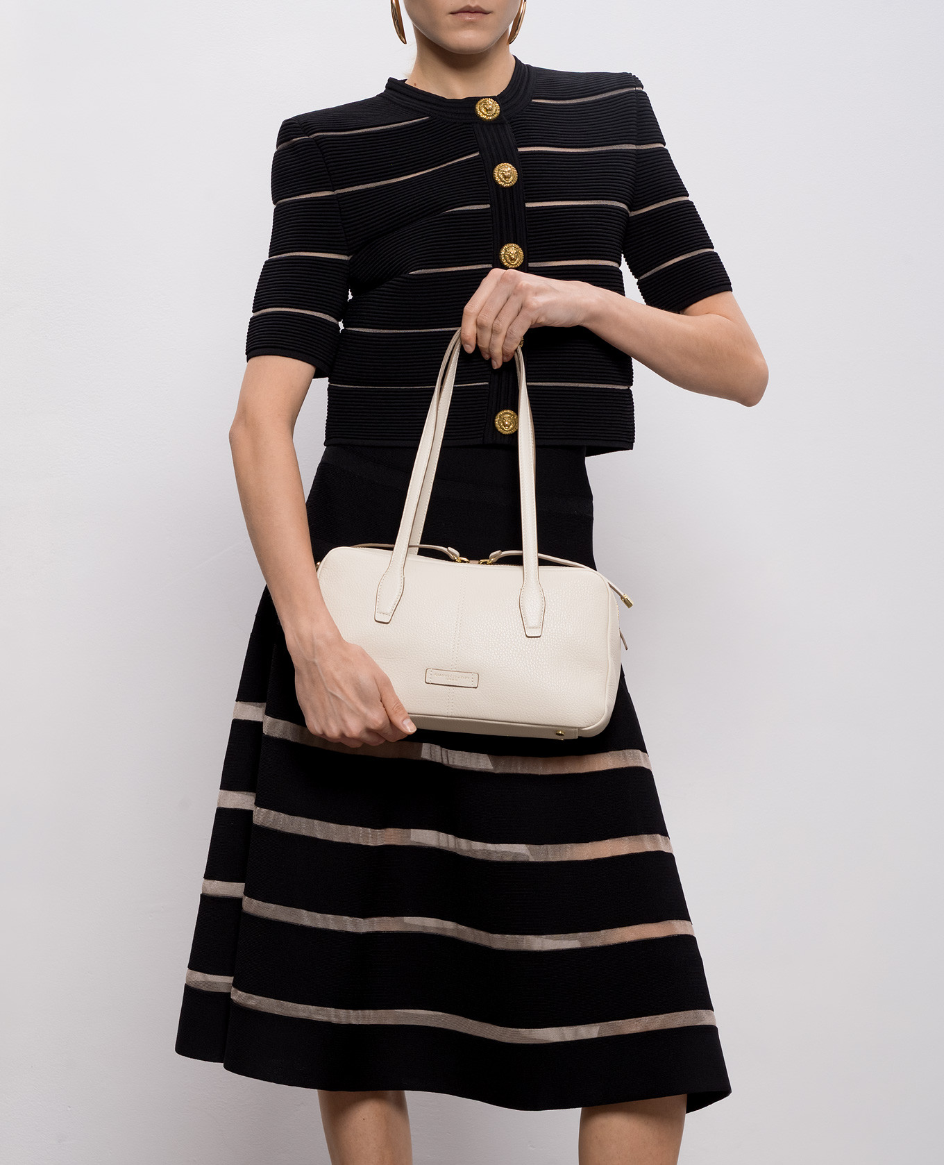 Aryna ivory leather bag with logo Gianni Chiarini 2