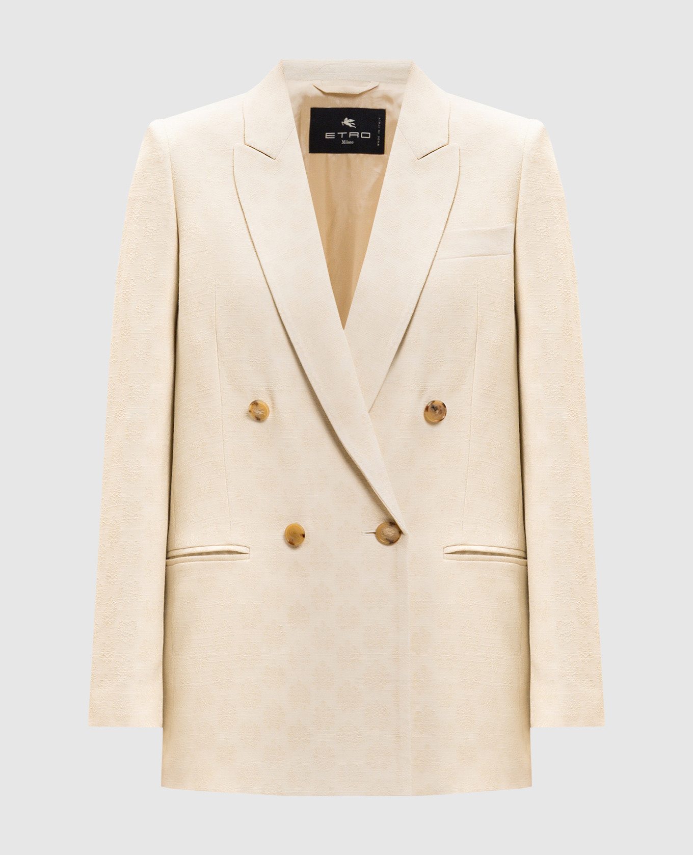 Beige double-breasted jacket with a pattern
