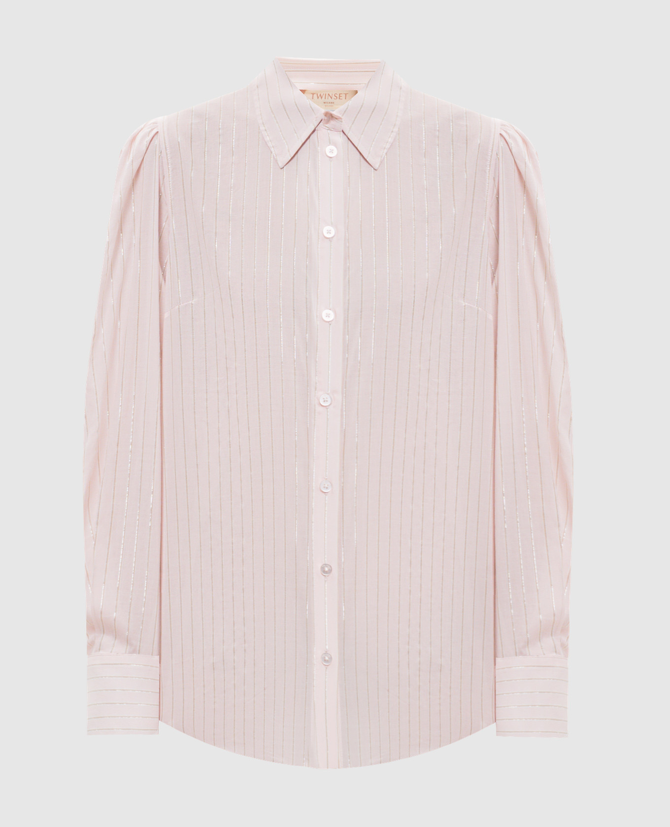 Pink striped shirt with lurex