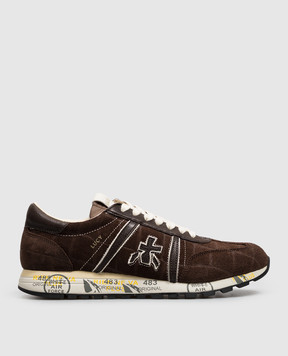 Premiata Brown suede sneakers Lucyd 0.1 with crocodile embossed pattern LUCYD018413