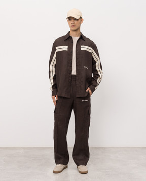 Palm Angels Brown linen cargo pants PMCF03CS26FAB001