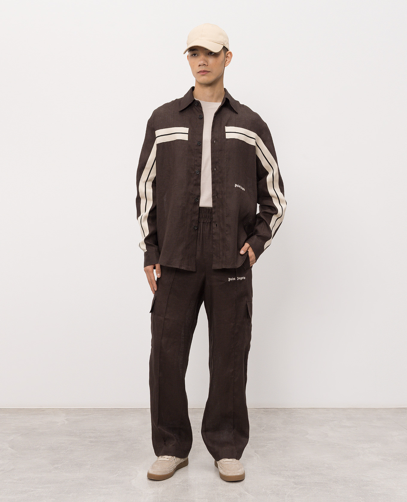 

Brown linen cargo pants Palm Angels