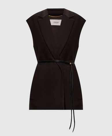 Brown B-jersey wool and cashmere vest