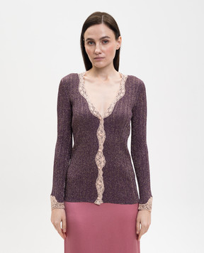 Valentino Purple cardigan with lurex and lace 8B0KA15KA8T