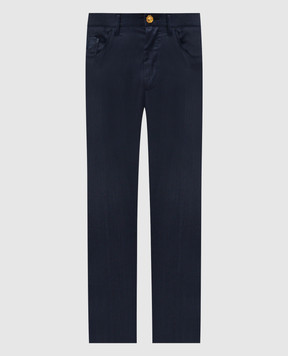 Stefano Ricci Blue wool trousers with emblem M8T61B0010T7750