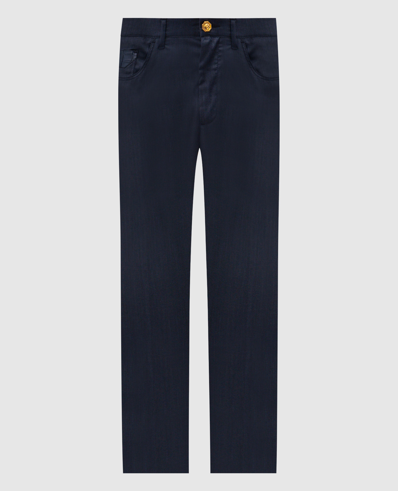 Blue wool trousers with emblem Stefano Ricci