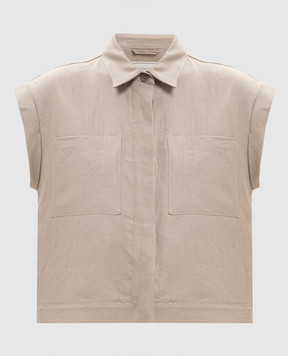 Peserico Beige linen shirt with short sleeves S0316602606