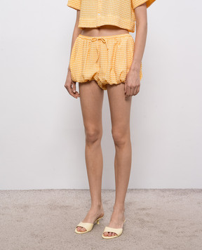 Simkhai Addie Bubble Yellow Check Shorts 3264016SW
