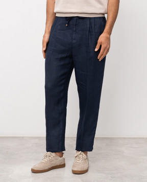 Brunello Cucinelli Blue linen pants M243DE1710