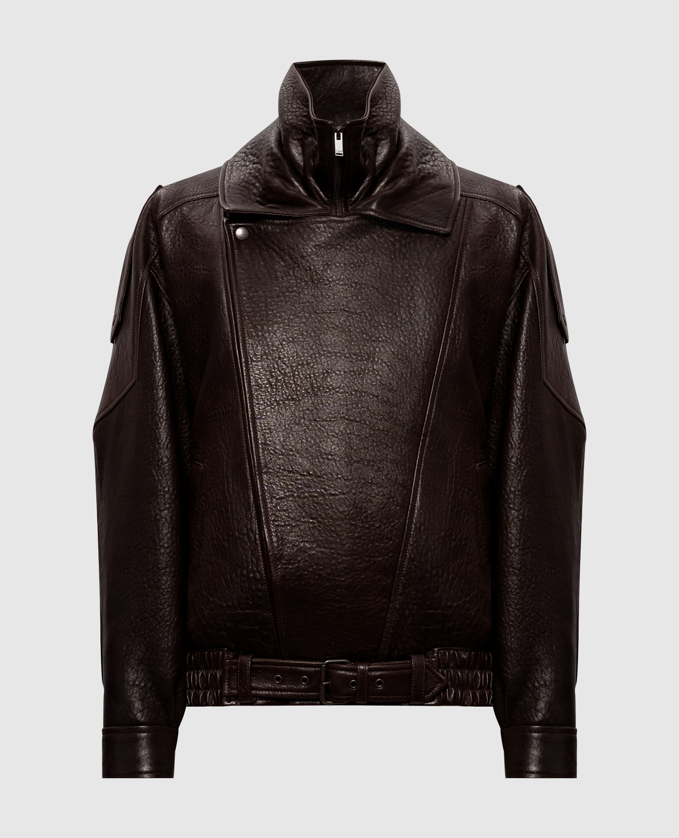 

Brown leather jacket with double collar Saint Laurent
