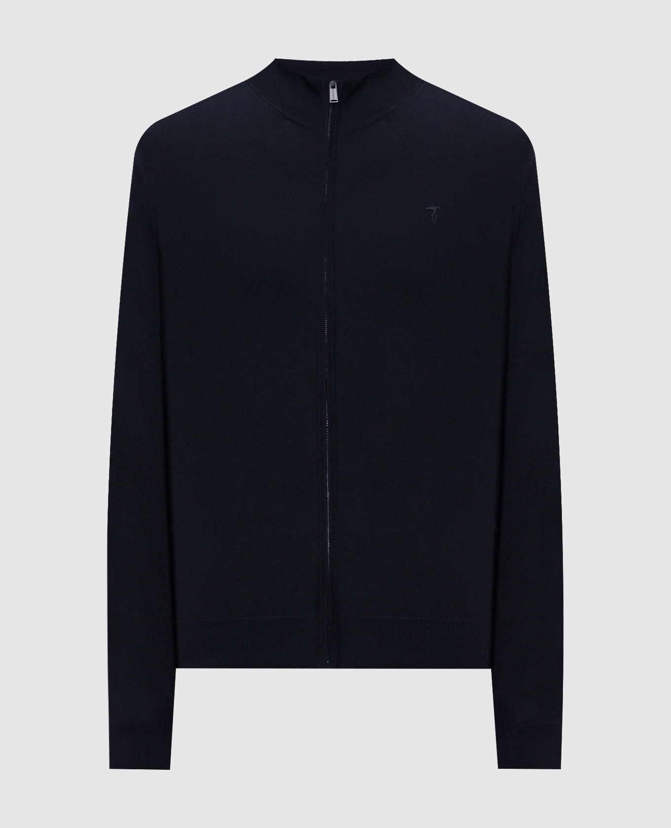 Blue cardigan with embroidered emblem