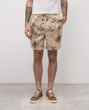 ISAIA Beige printed linen shorts PNC021C1110