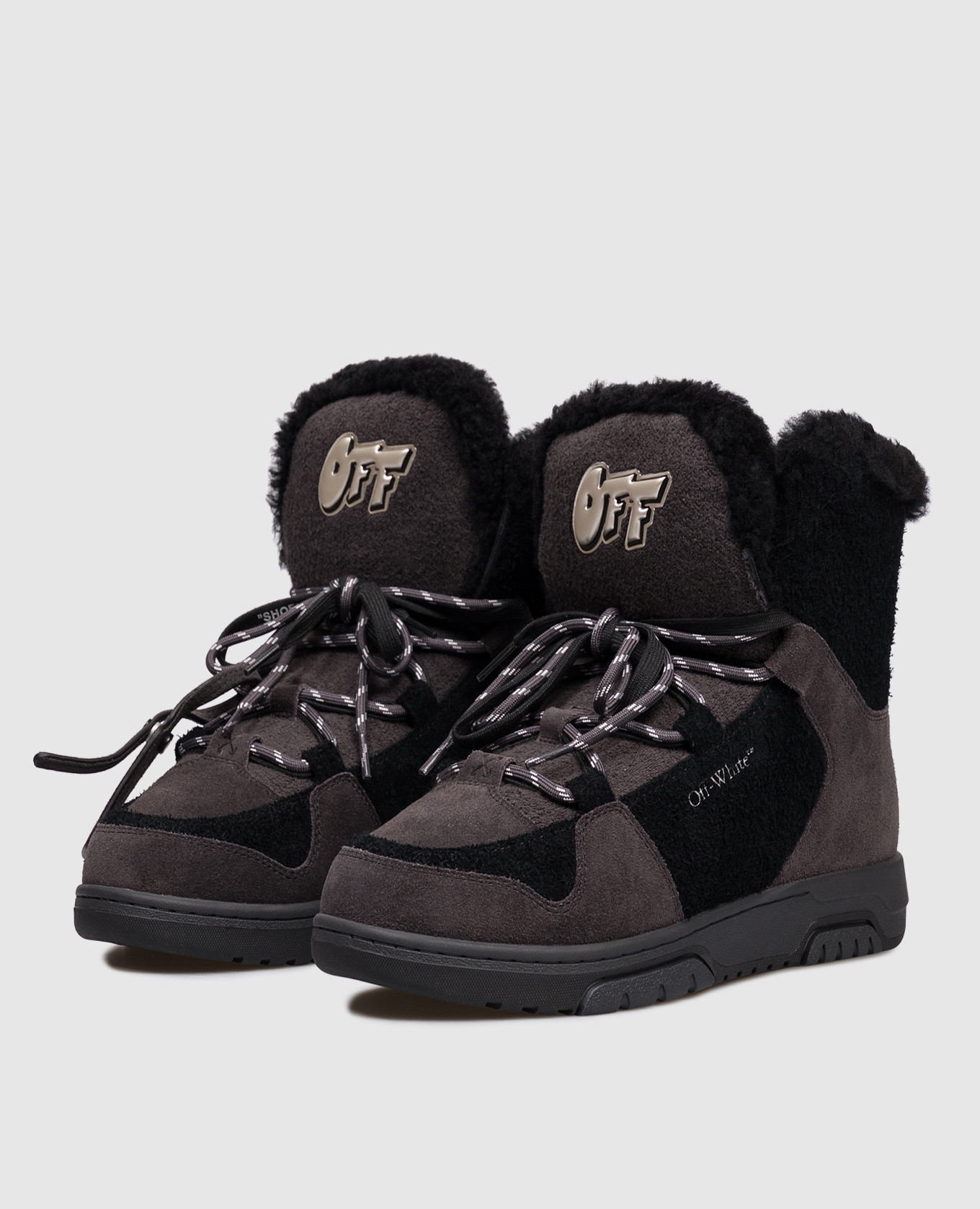 

Grey suede boots with fur trim and OFF logo Off-White