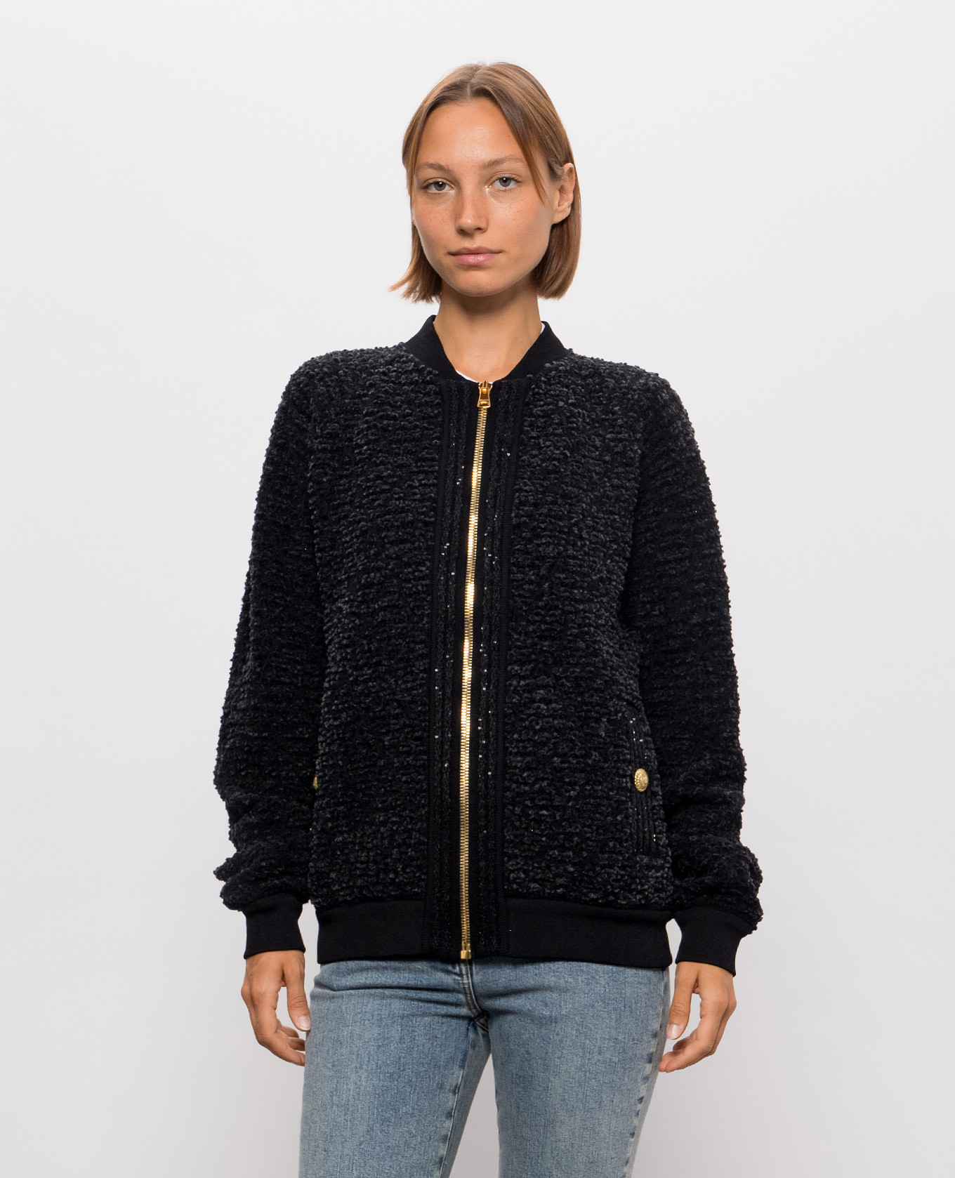 Black tweed cardigan with merino wool Balmain 3