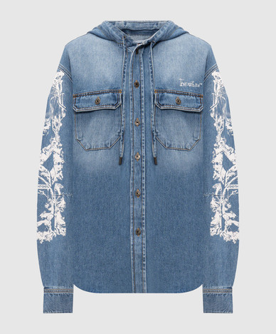 Camicia in denim blu City Nature con cappuccio