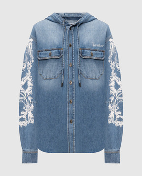 Off-White City Nature blue denim shirt with hood 44MYD05XF26D001