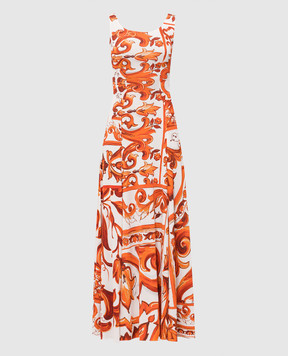Dolce&Gabbana White maxi dress with branded print F6DAOTFS8DS