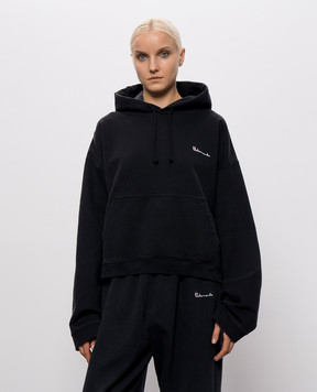 Vetements Black reversible hoodie with logo embroidery MH27HD226B
