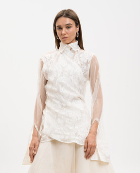 Marc Le Bihan Ivory silk wrap blouse 26404