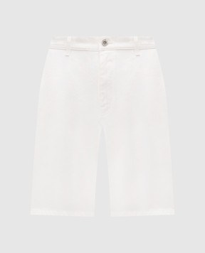 Balmain White denim shorts with logo patch GH1MA045DG14