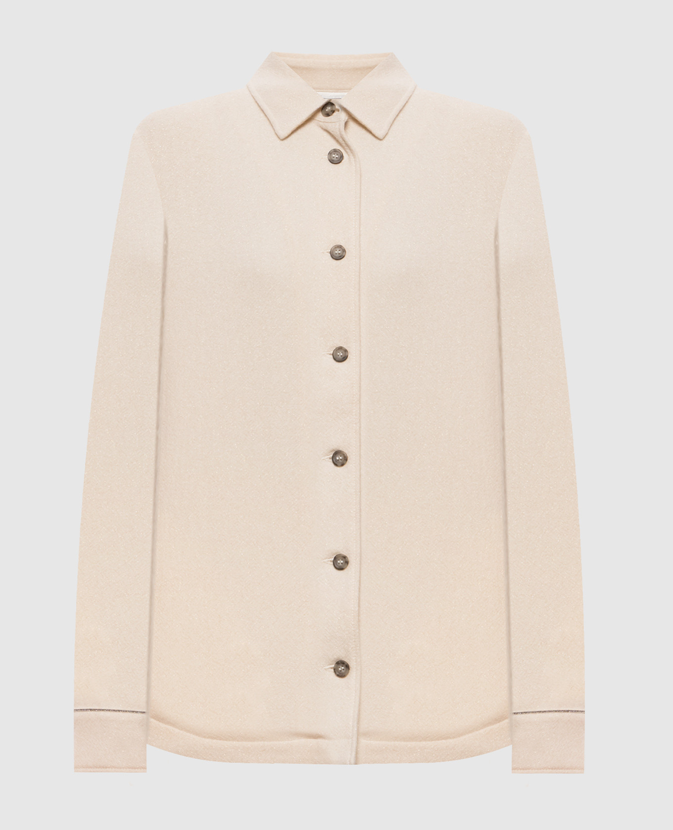 Beige wool shirt with lurex