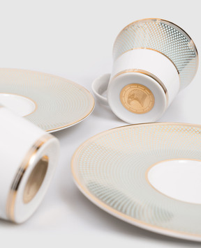 Stefano Ricci Set of porcelain tea cups and saucers OTT002OCEAN4pz